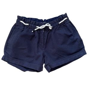 Crewcuts Girls Size 14 shorts, navy, cotton/linen blend, elastic waist rope tie